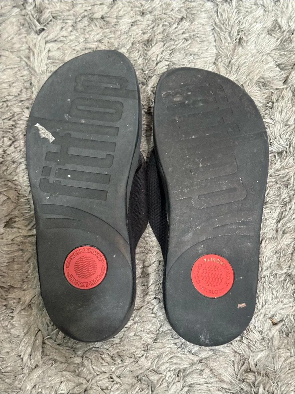 FitFlop Surfa Black T Strap Wedge Thong Flip Flop Womens Sandals US 9.5